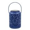Solar Celeste Iron Lantern Blue 12 x 17.5cm Warm White
