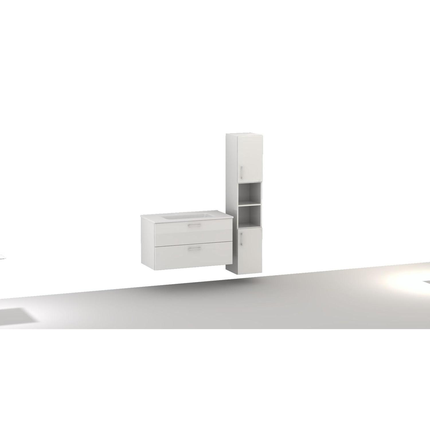 Vanity Combo with Tower and Doors. Wall Hung 600mm Arctic White