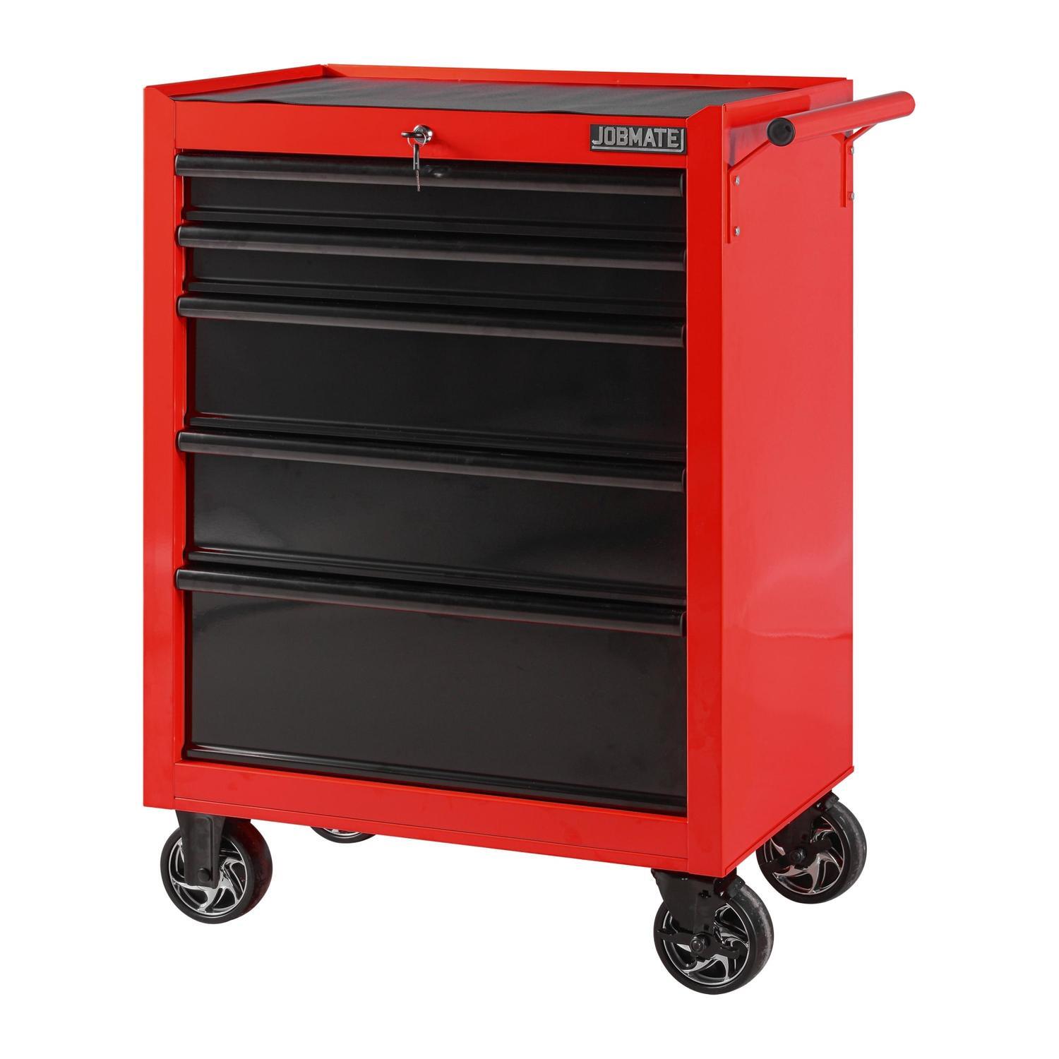 Roller Cabinet 5 Drw 27 in H: 985mm, W: 763mm, D: 462mm Red