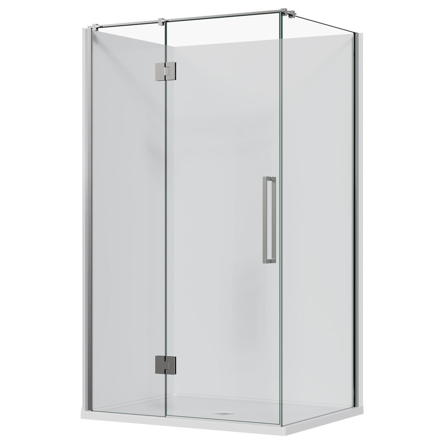 2 Sided Frameless Hinged Flat Wall Acrylic Shower LH 1200 x 915 x 1990mm Chrome