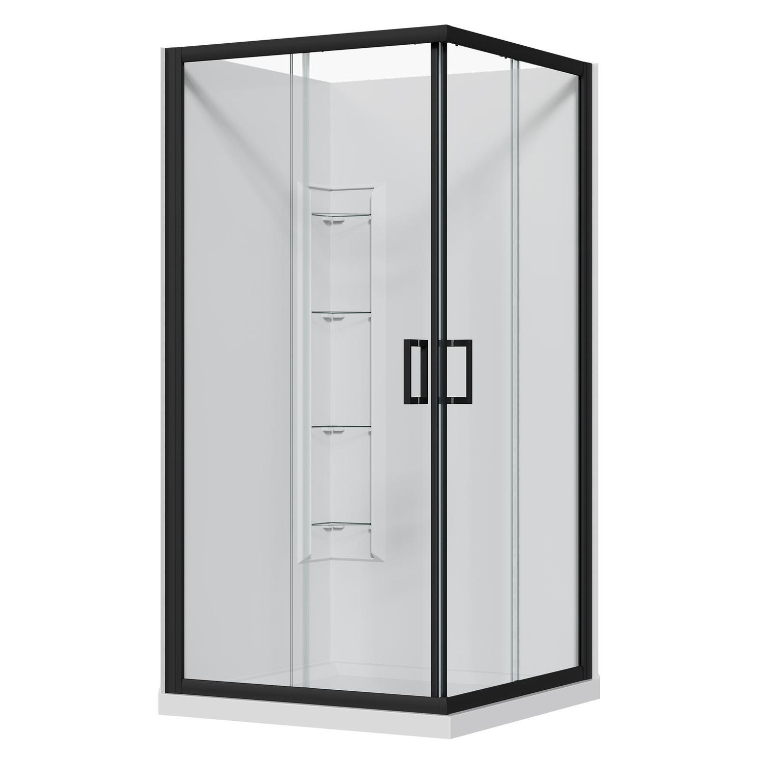 2 Sided Slider Corner Mould Acrylic Shower 1000 x 1000 x 2015mm Black