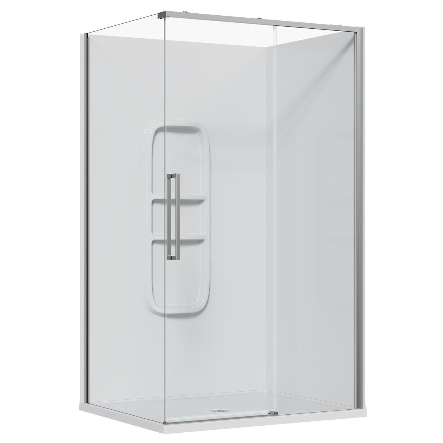 2 Sided Frameless Sliding Side Mould Acrylic Shower RH 1200 x 1000 x 2040mm Chrome