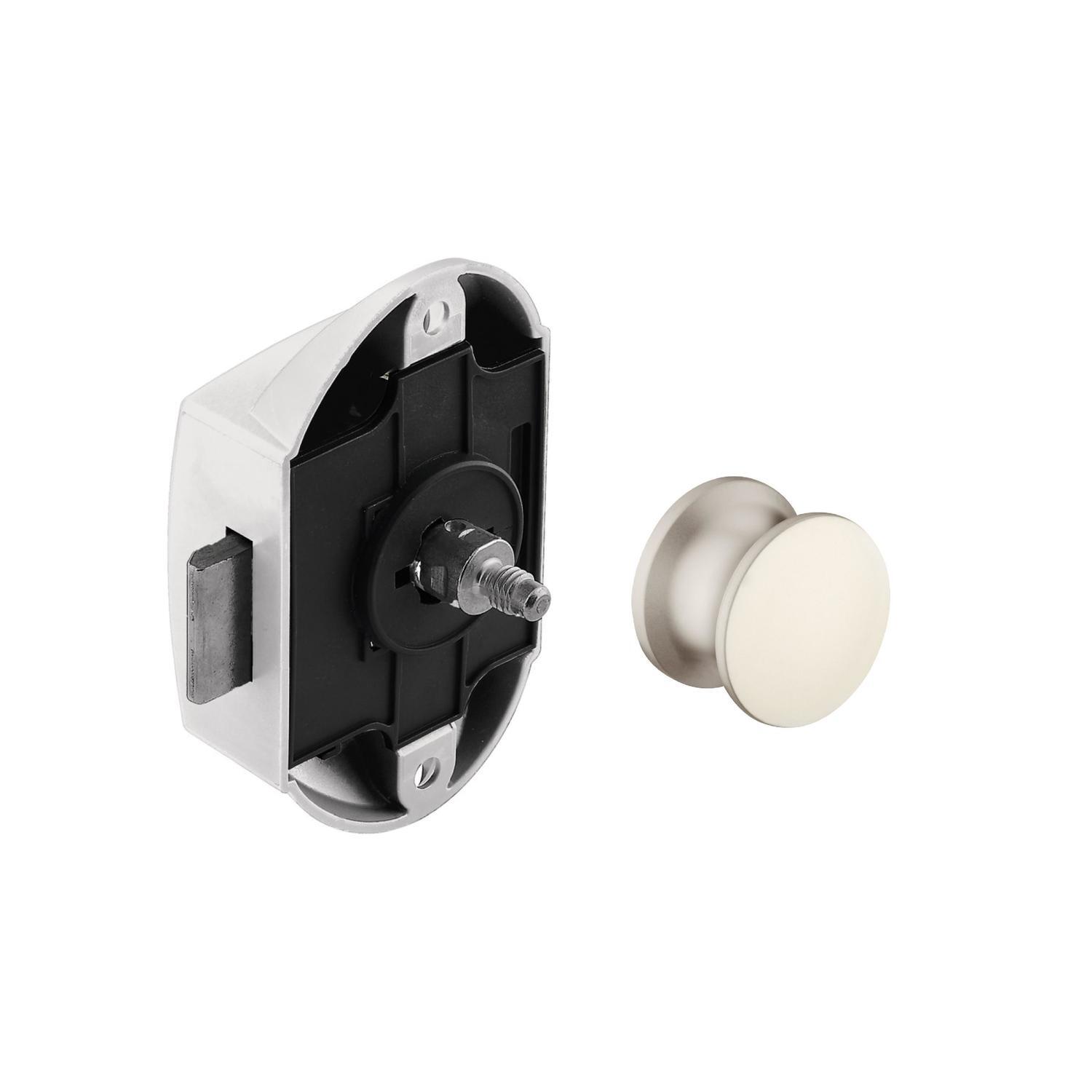 Dead Bolt with Nickel White Push Button