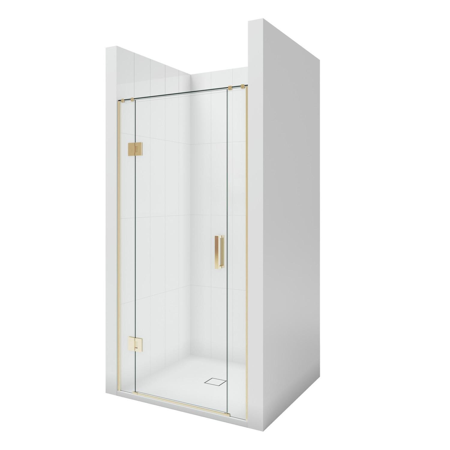 1000 x 1000mm 3-Wall White Tray, Ellure Walls and Brushed Gold Hinged Screen Package