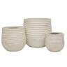 Round Ribbed Resin Pot S Cream