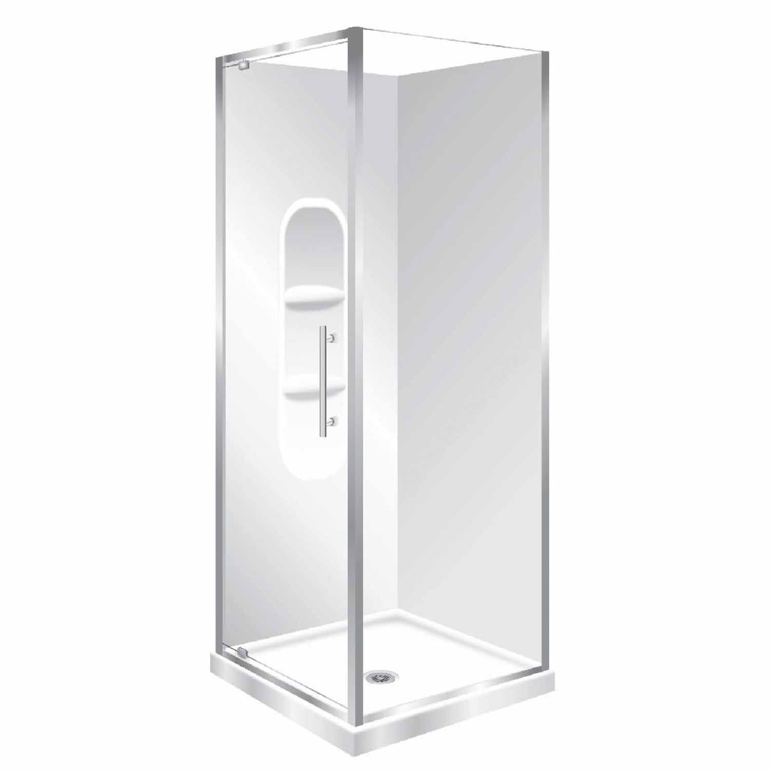 Aquarius Square Shower Moulded Wall Left Hand Tray with Pivot Door