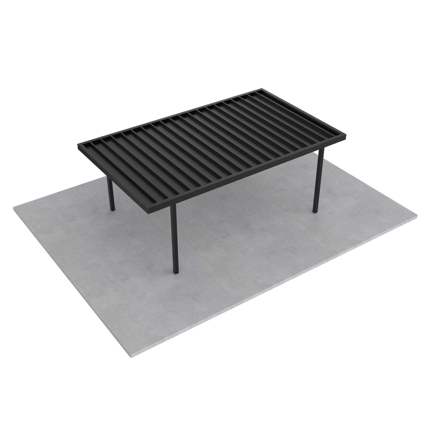 Single Carport L: 6050mm, W:3600mm, H:2100mm Black