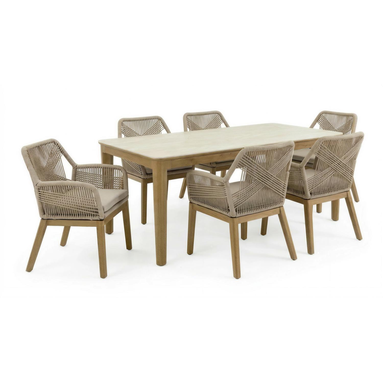 Outdoor Rope Dining Setting 7 Piece