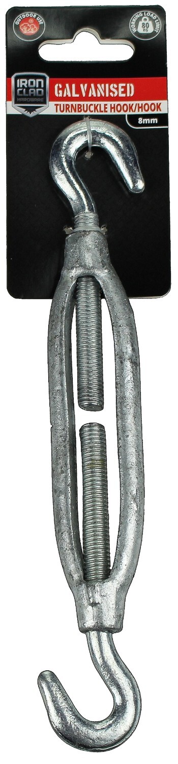 Turnbuckle Hook/Hook 8mm Galvanised