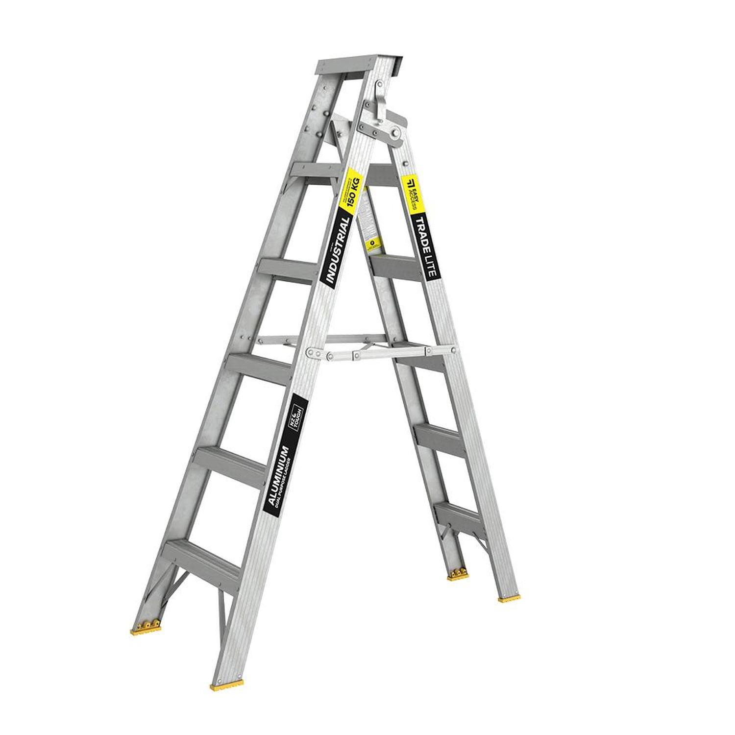 6 Step Dual Purpose Ladder 150 kg Rated Aluminium