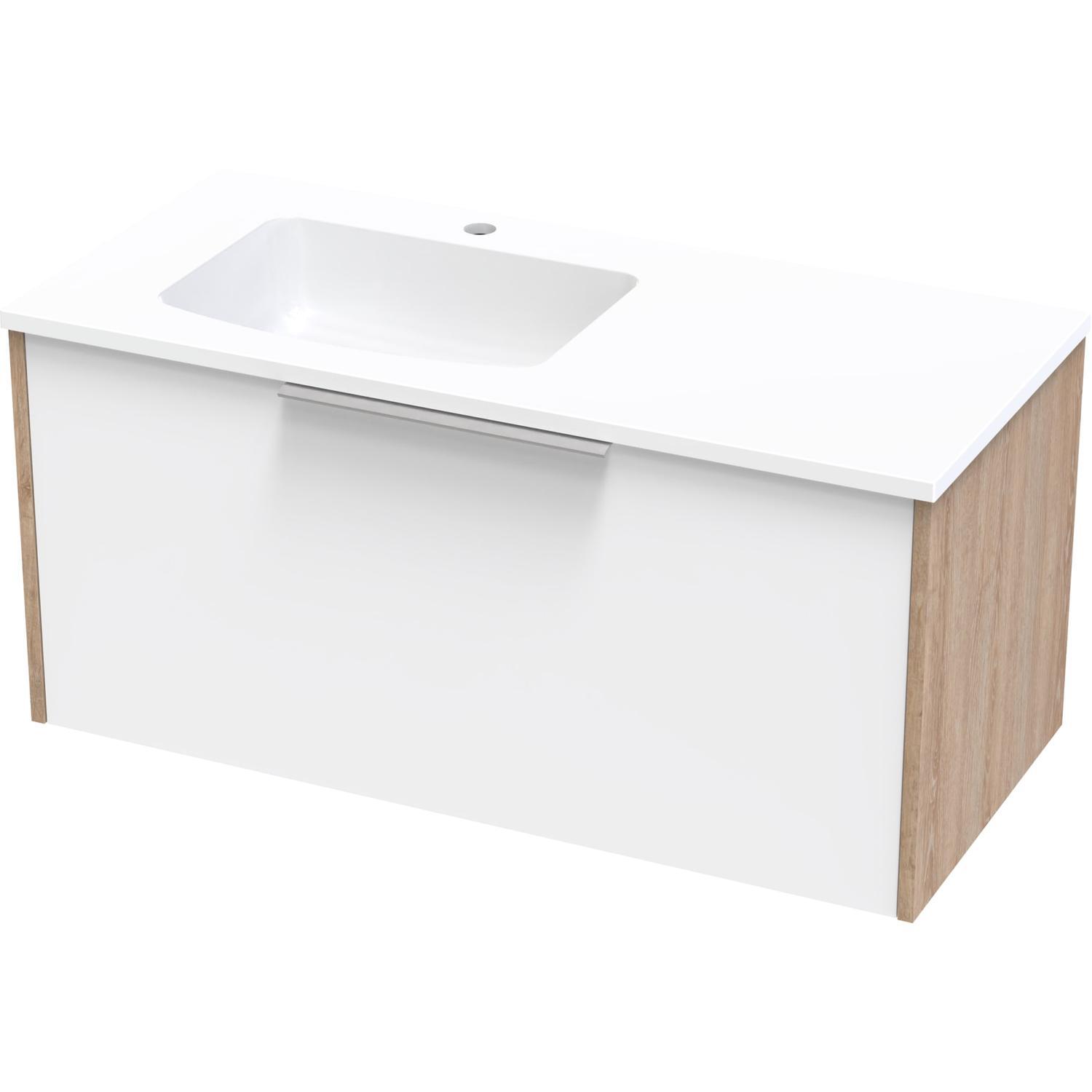 Nikau Grove 1000 Left Hand Bowl Single Drawer Ultra Gloss White/Colour