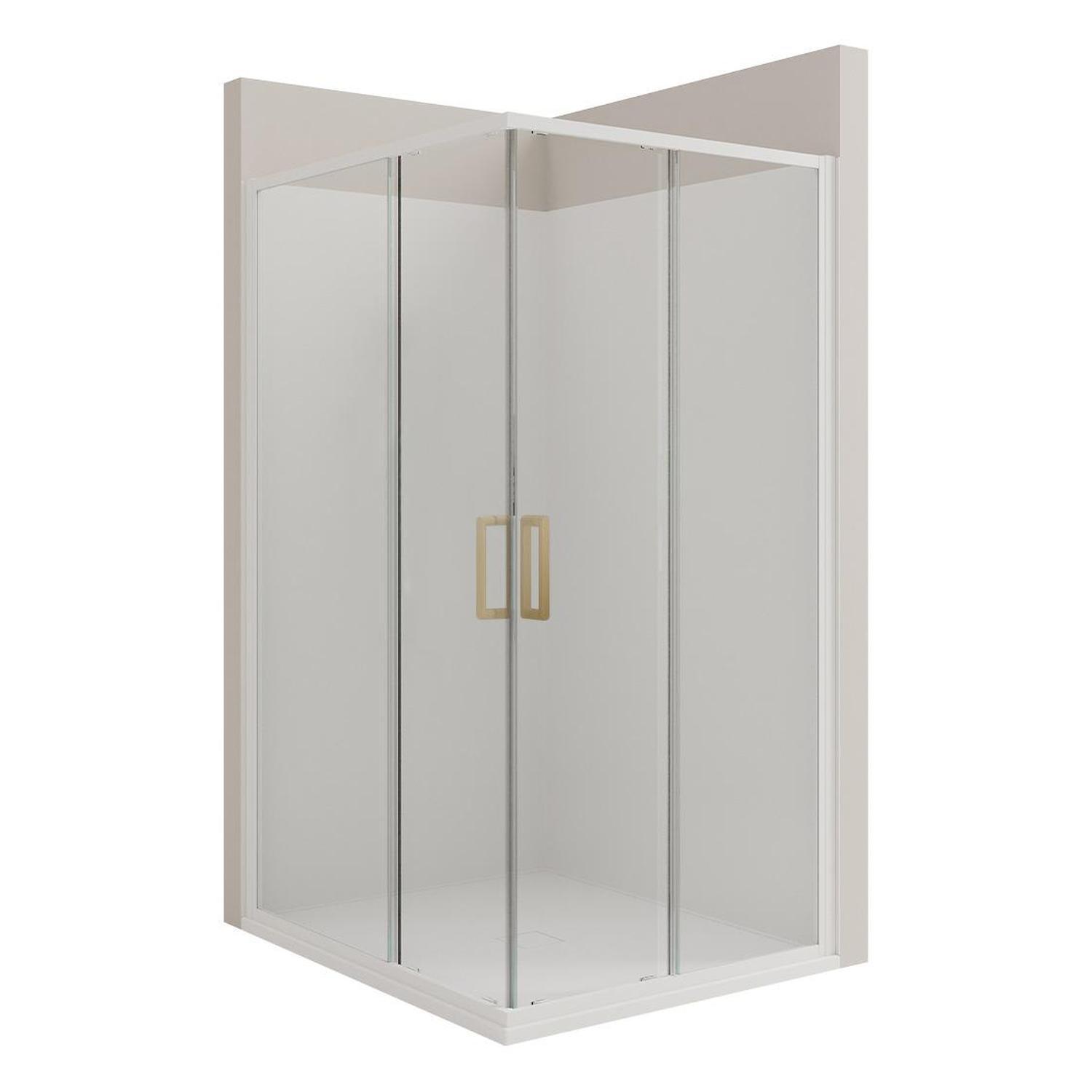 Left Hand 2 Sided Flat Wall Shower 1200 x 900mm Brushed Gold