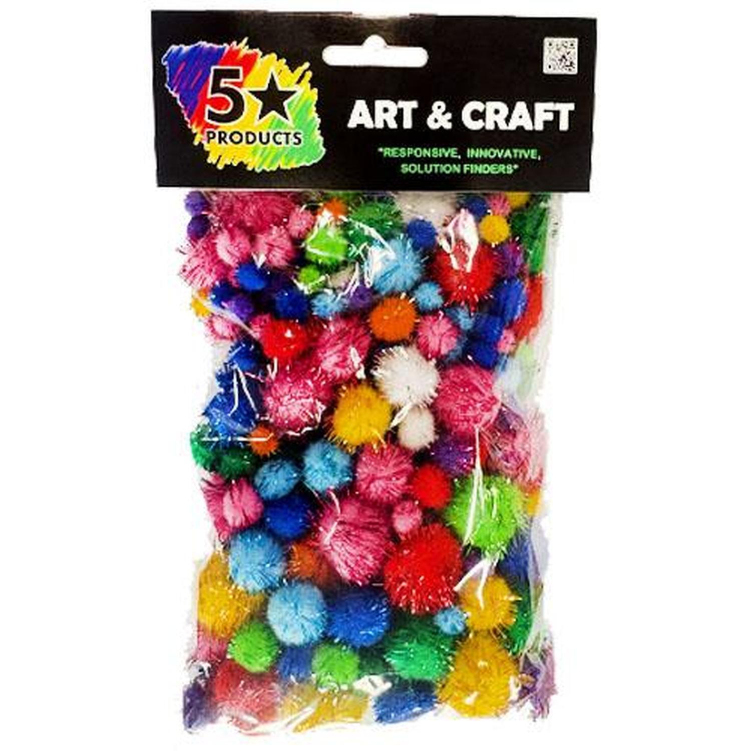 Pom Poms Glitter Assorted Sizes 200 pieces