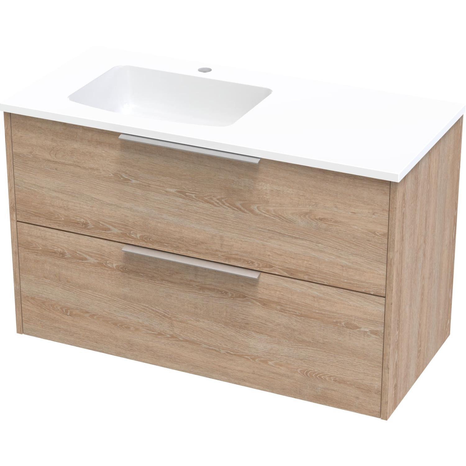 Nikau Grove 1000 Left Hand Bowl Double Drawer Wall Colour