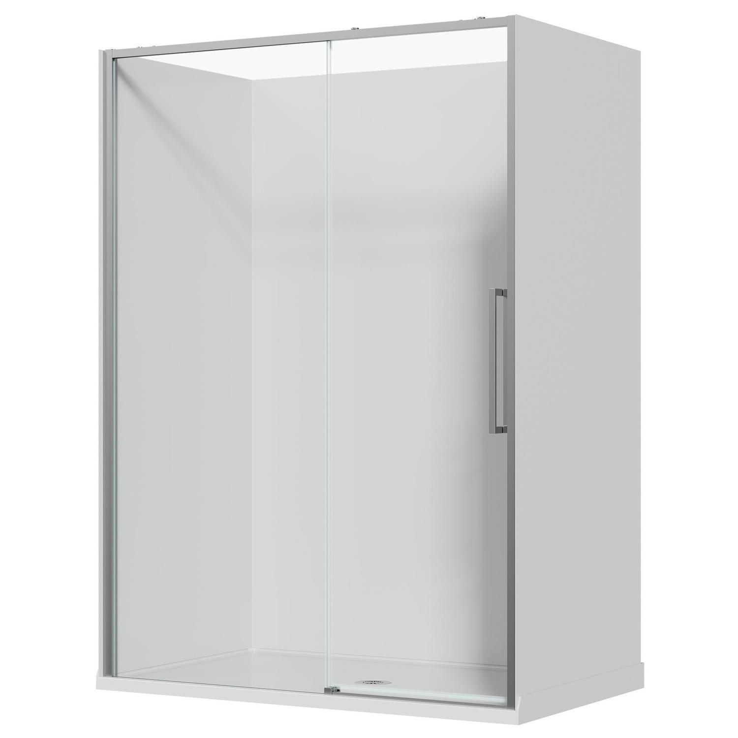 Alcove Frameless Sliding Flat Wall Acrylic Shower 1500 x 915 x 2040mm Chrome