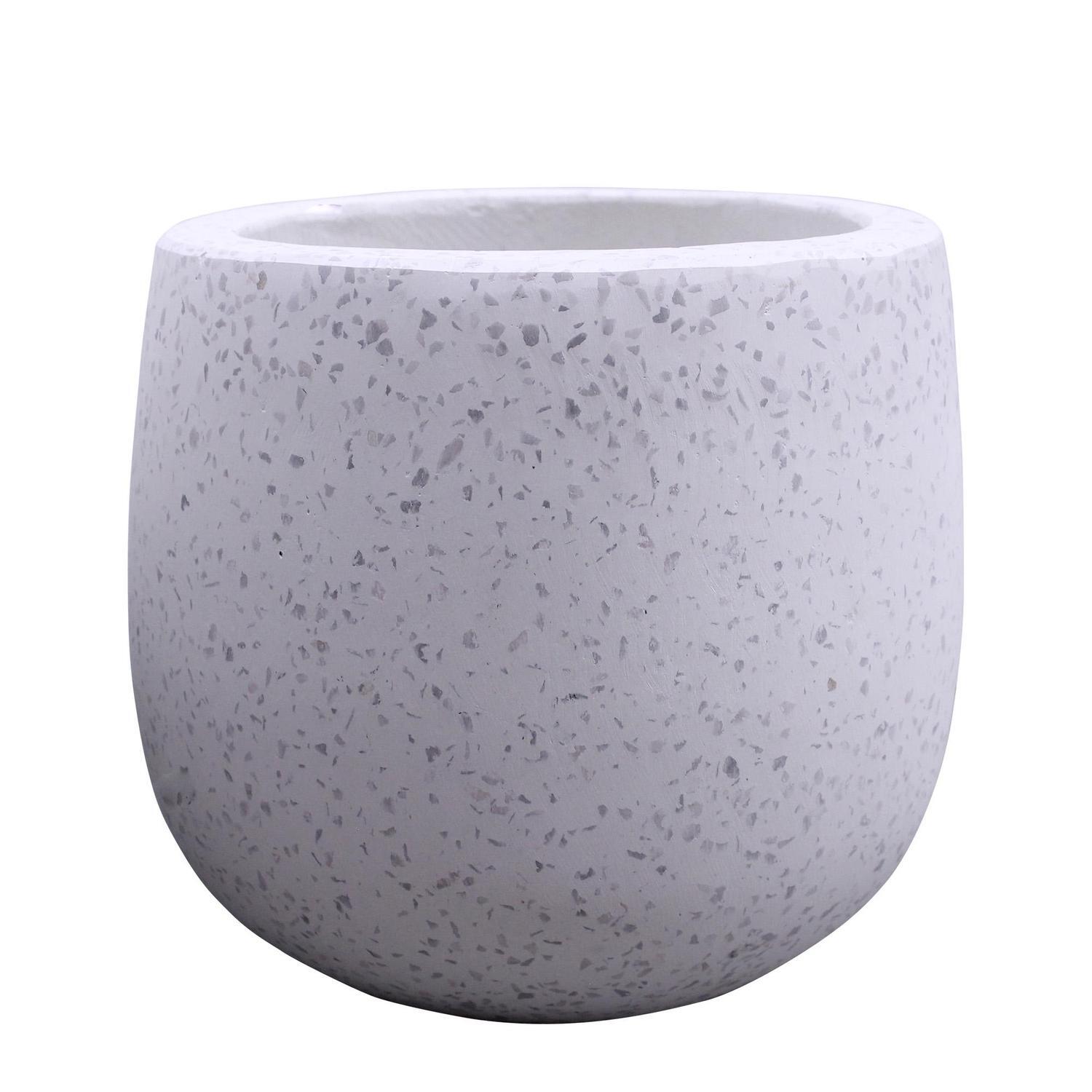 Tulip Round Terrazzo Pot S White
