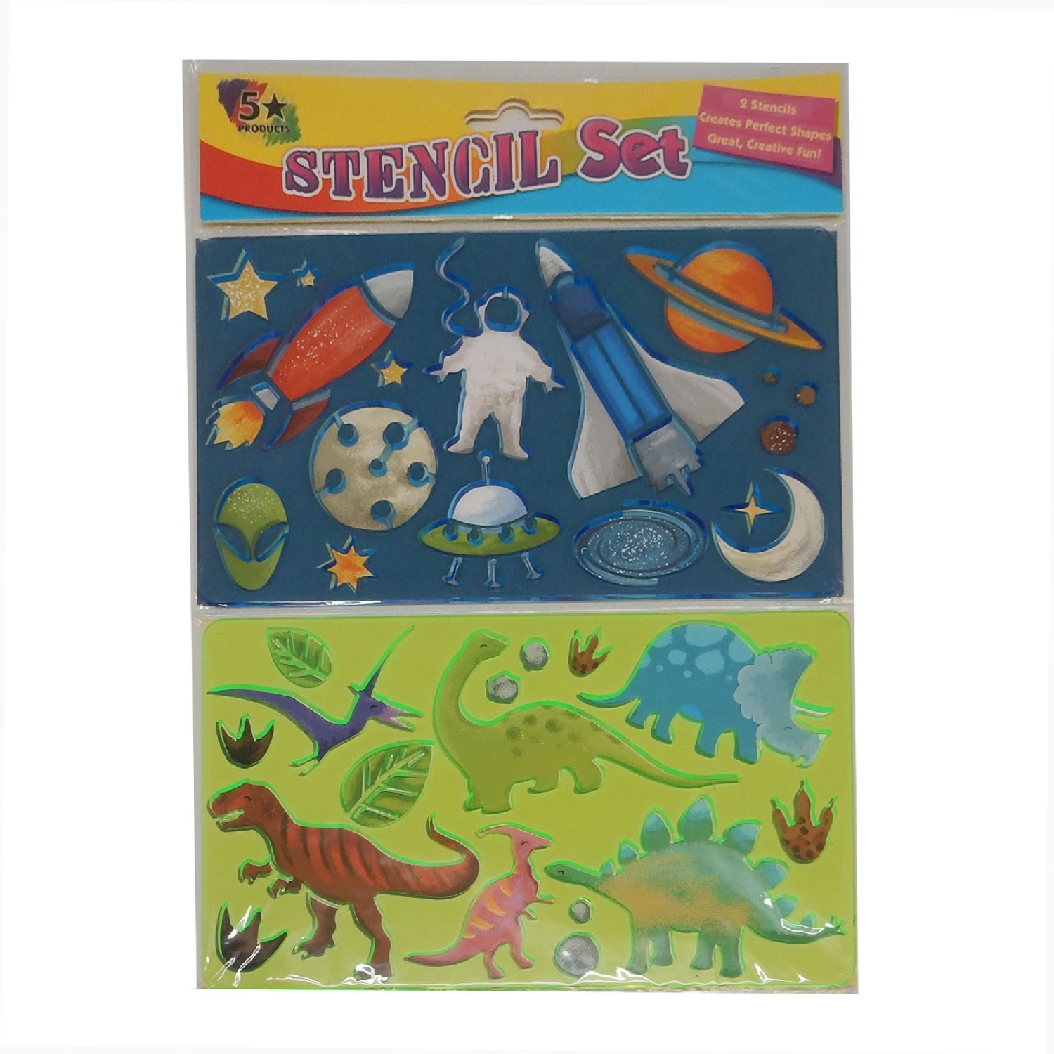 Space and Dinosaur Stencil 2 piece