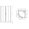 Curved Flat Wall Acrylic Shower Offset Waste 900 x 900 x 2015mm Chrome