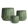 Ribbed Cement Drum Pot S Green