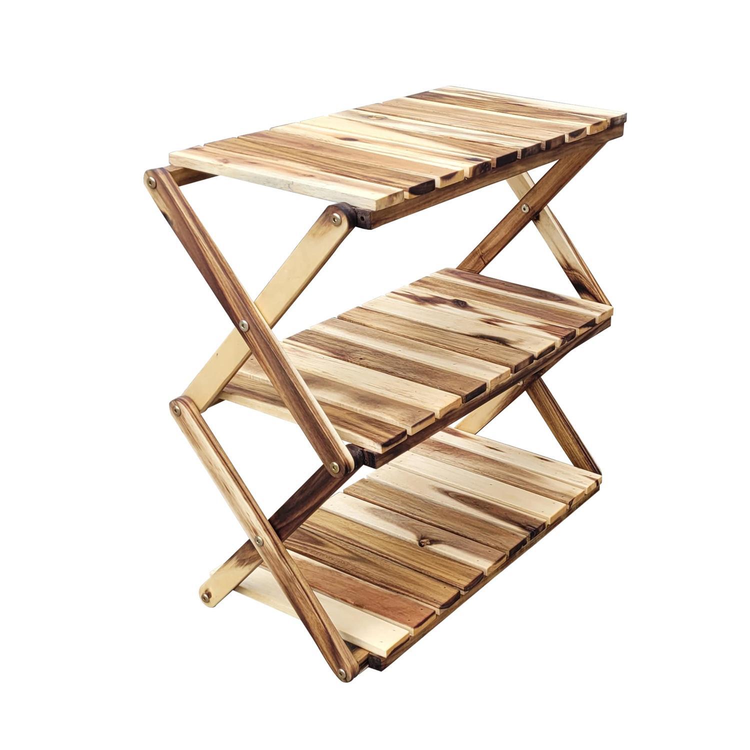 Three Tier Ladder Acacia Plant Stand