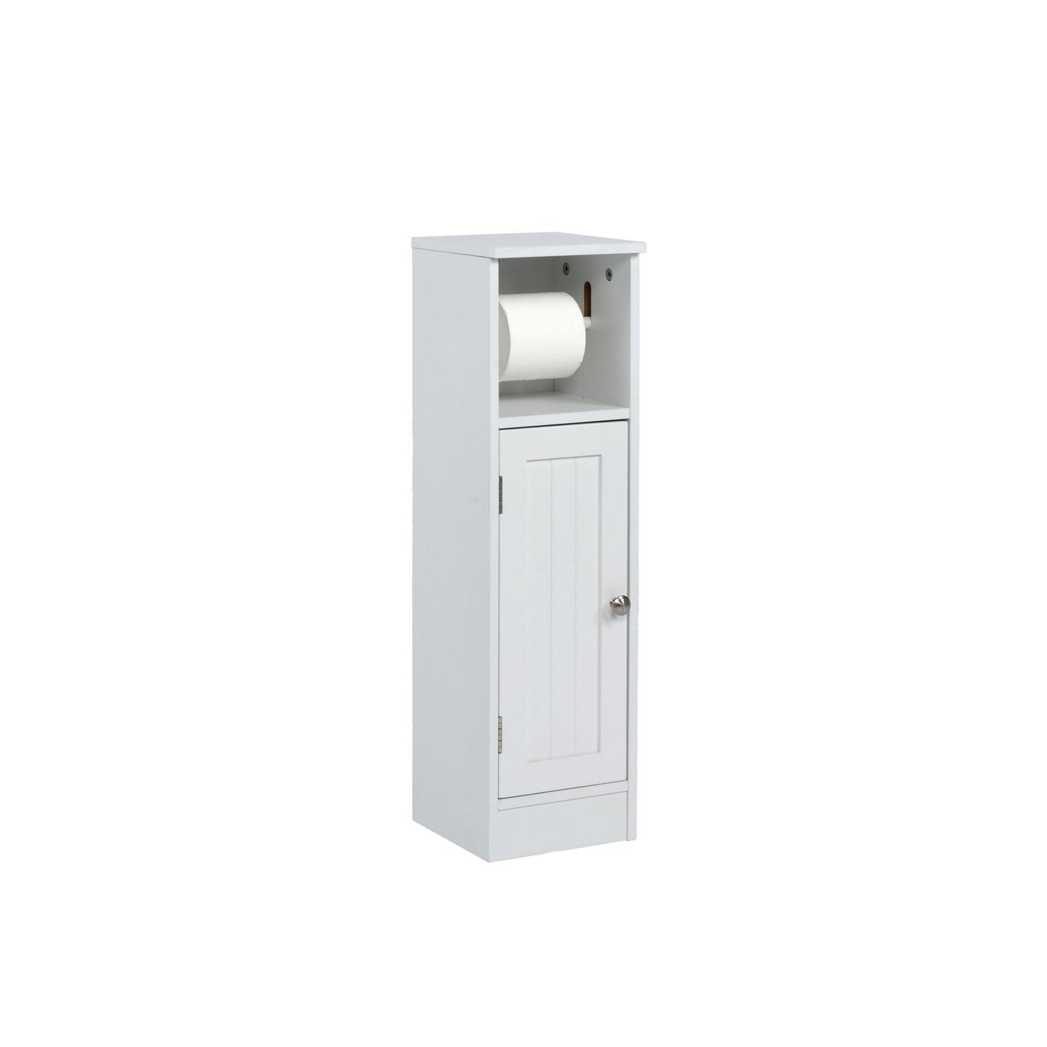 Bathroom Cabinet with Toilet Roll Holder  White