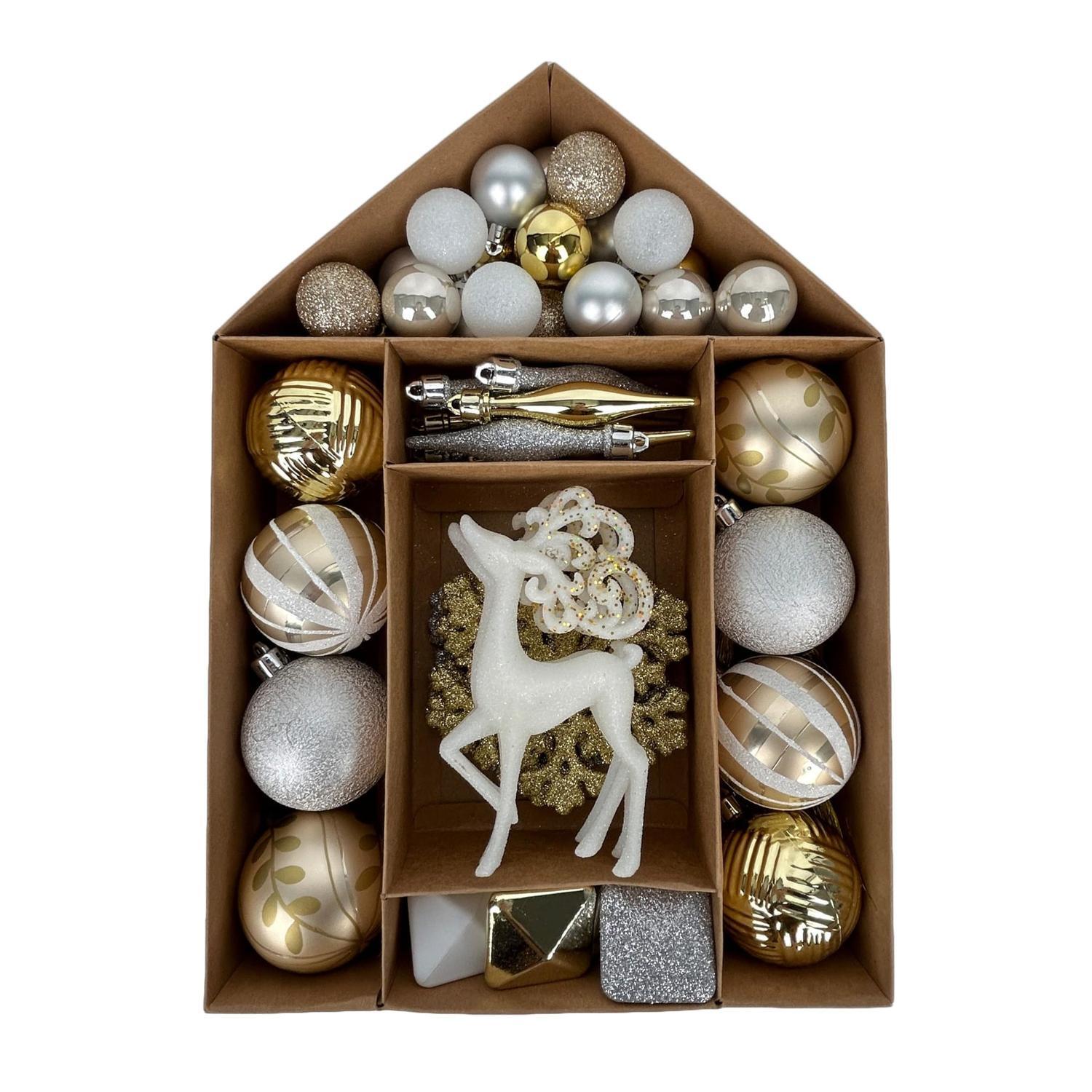 Christmas Ornaments Set Gold / White