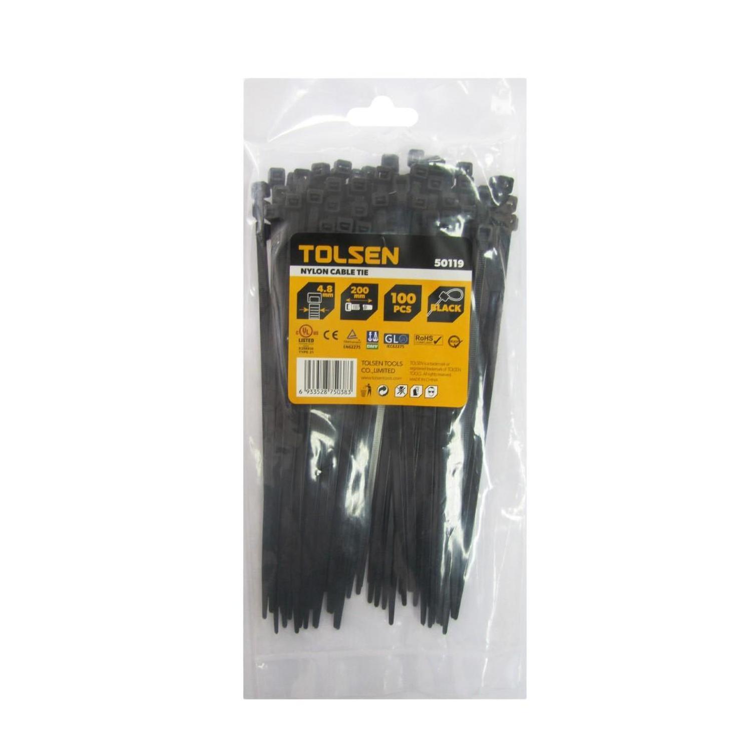 Cable Tie 200x4.8mm Pack of 100 Black