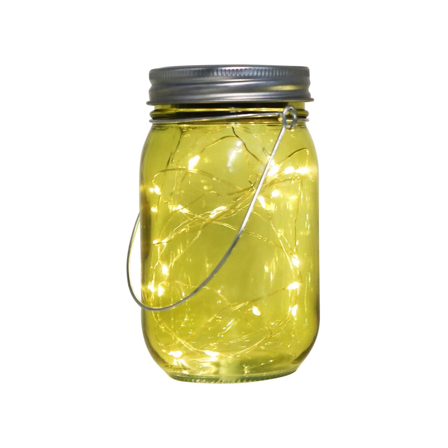 Hanging Glass Jar Dia 7.7 x H 13.5cm   Solar powered Warm white