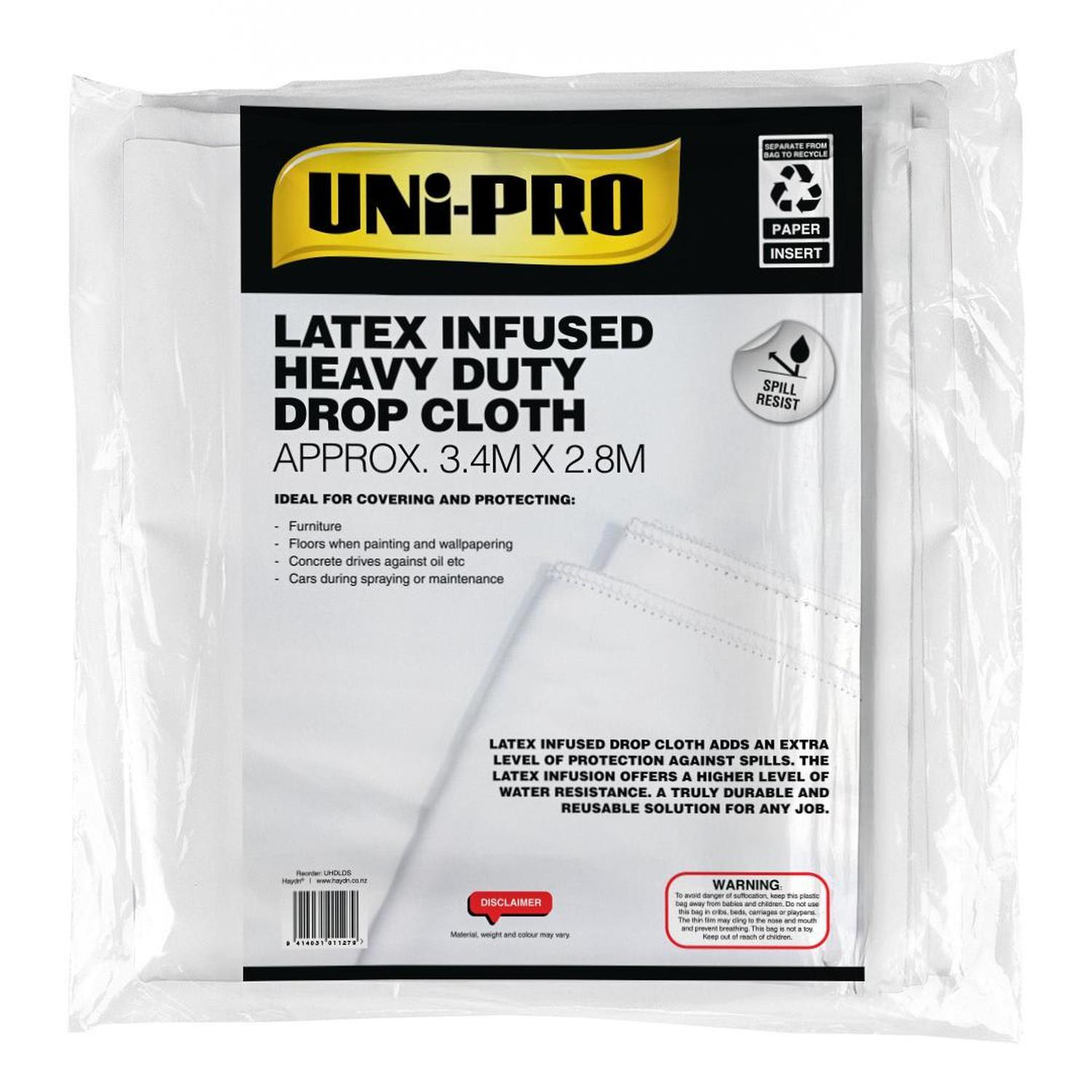 Latex Infused Heavy Duty Drop Cloth 3.4m x 2.8m White