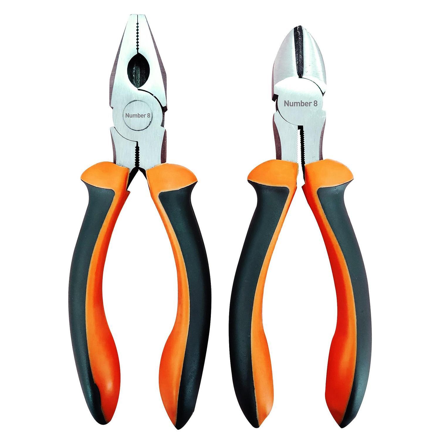2-Pack Pliers 150mm Black And Orange Handle