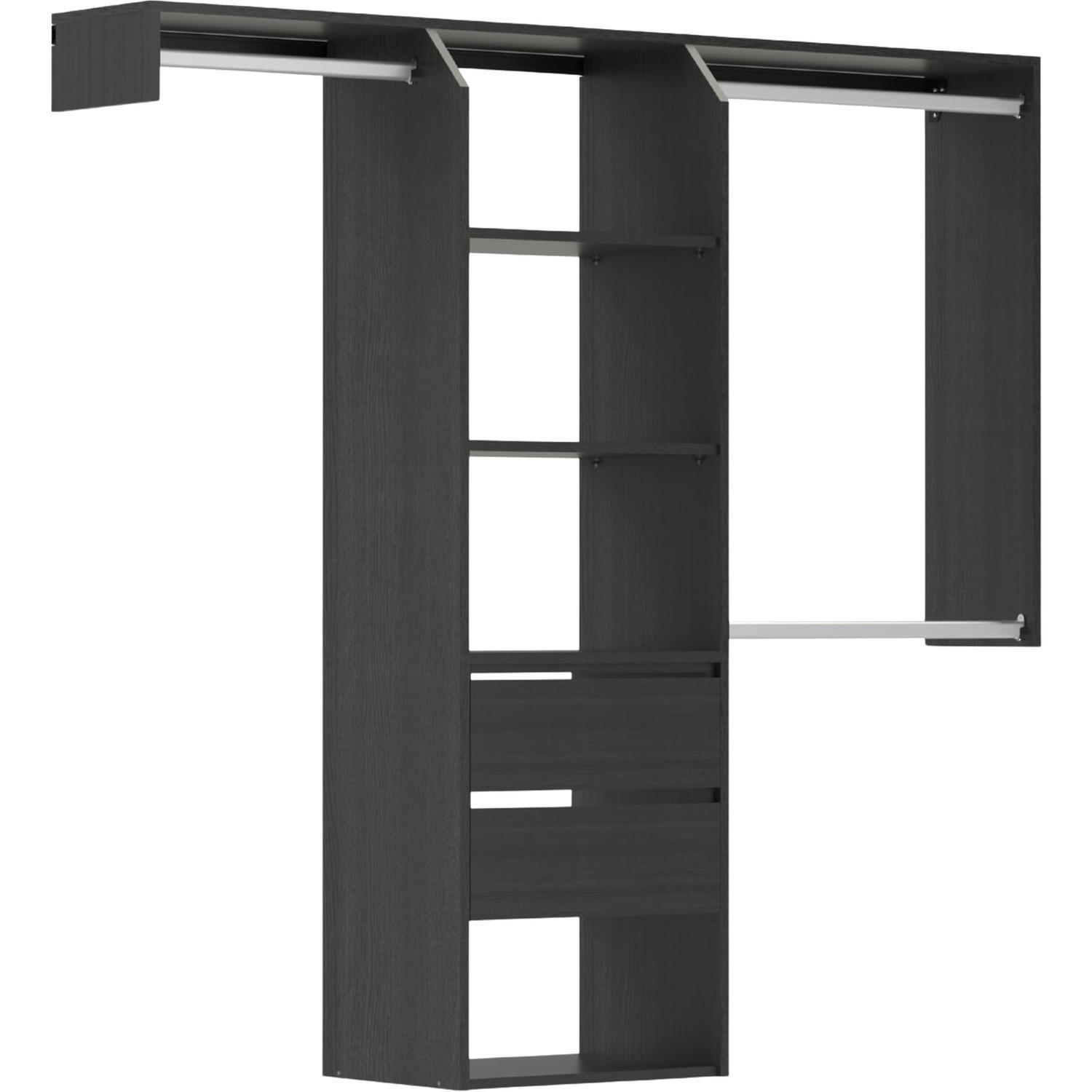 Customisable Wardrobe with Drawers (Medium) 1600-1800 mm Charred Oak
