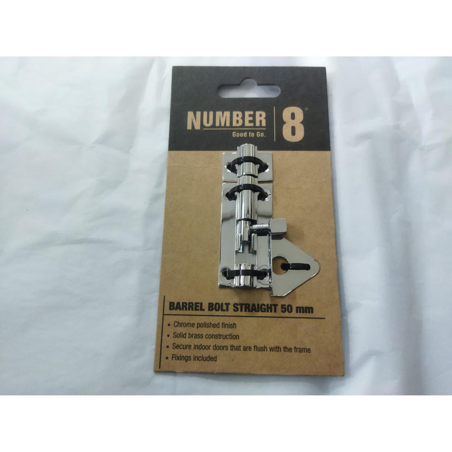 Barrel Bolt 50mm Solid Brass with Chrome Plated Finish