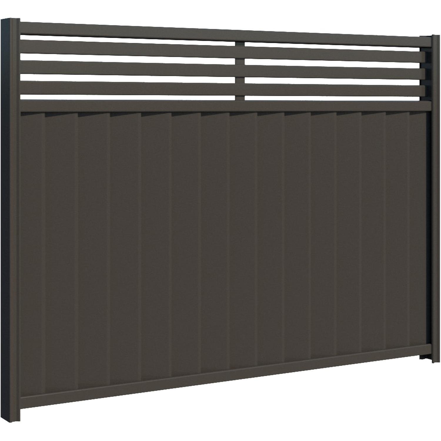 ColourWall Slat-Top Fence Panel H: 1500mm x W: 2380mm Slate Grey