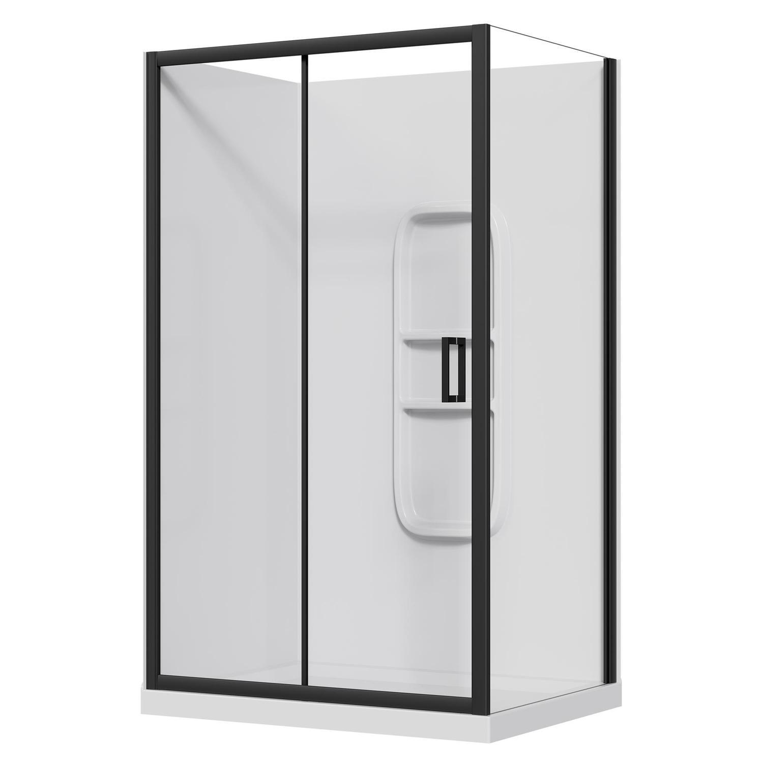 2 Sided Slider Side Mould Acrylic Shower LH 1200 x 900 x 2015mm Black