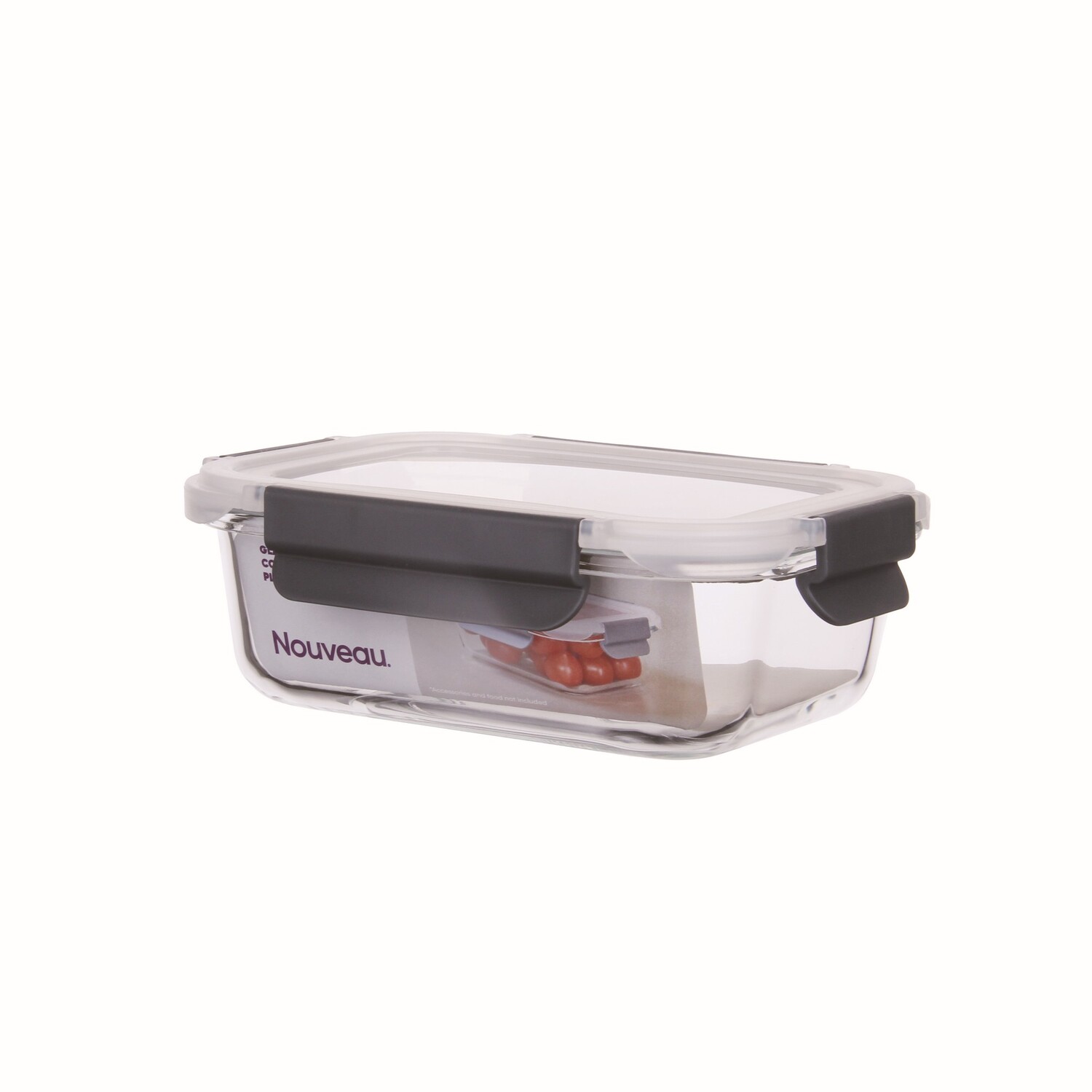 Container Food Glass Plastic Lid 640ml