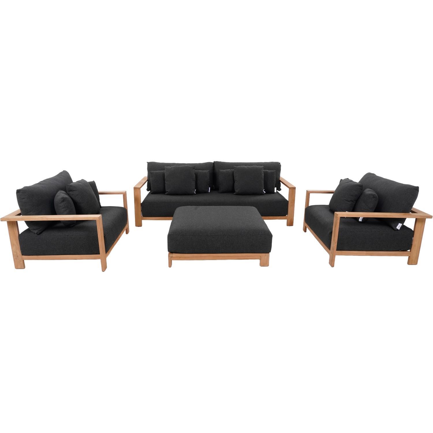 Florence Outdoor Lounge Setting 4 Piece Charcoal
