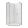 Solara 1000 x 1000mm Angle Front White Tray, Liner and Brushed Gold Hinged Screen Package
