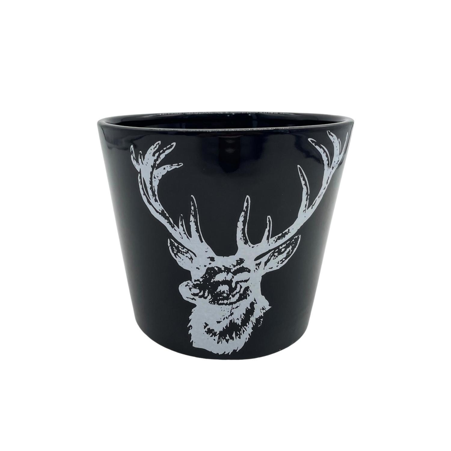 Stag Ceramic Pot 14cm Black