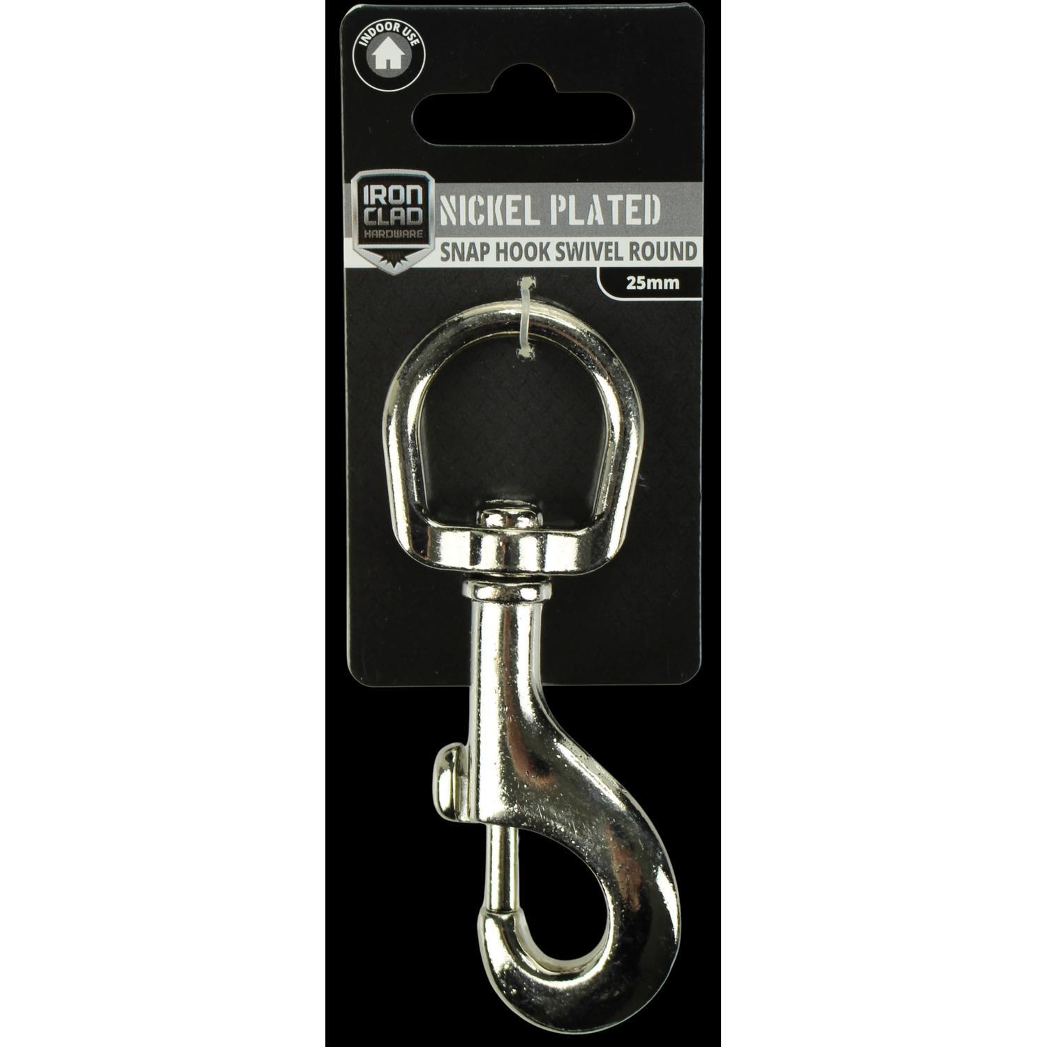 Snap Hook Round Swivel  25mm Nickel Plated