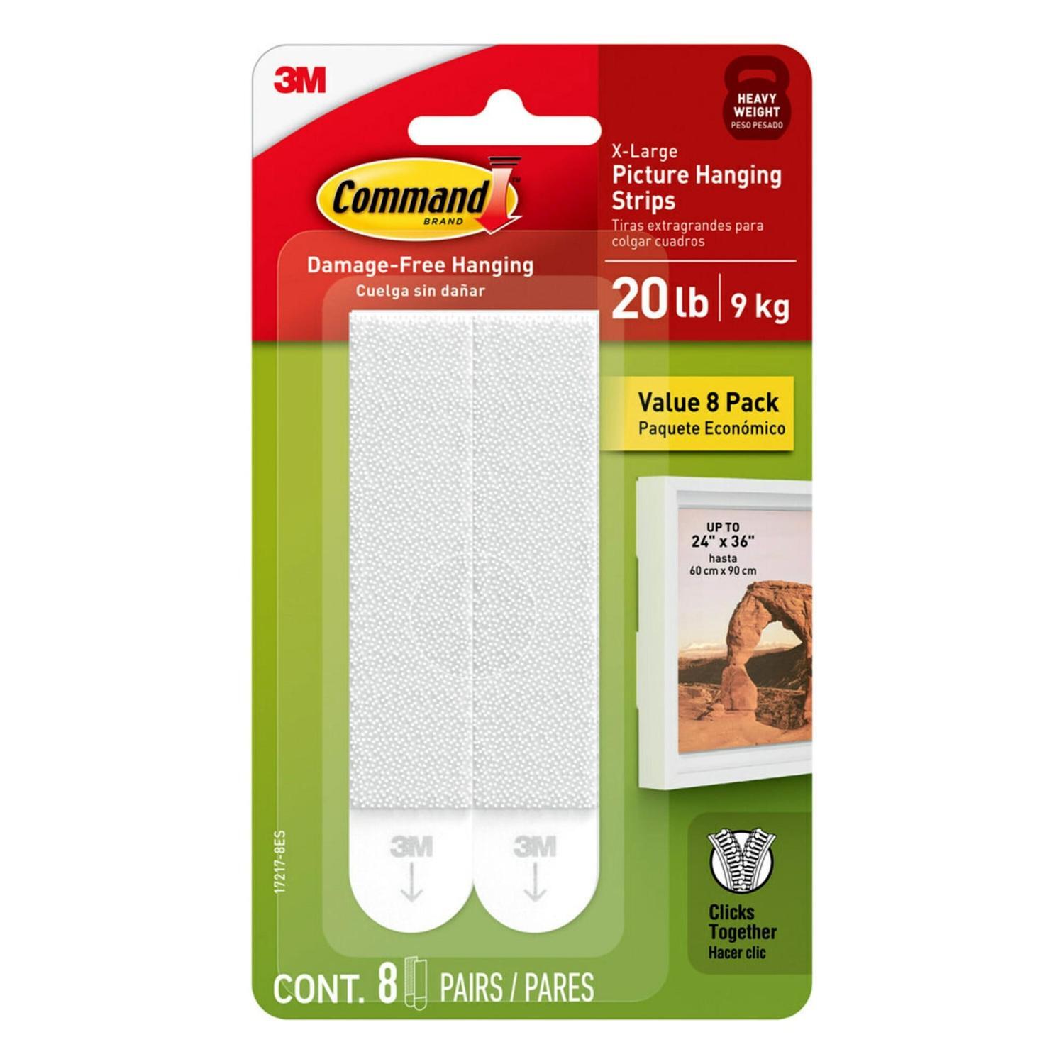 Picture Hanging Strip  Pack 8 White