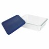 Rectangular 6 Cup Dish 1.4 litre Clear with Blue Lid