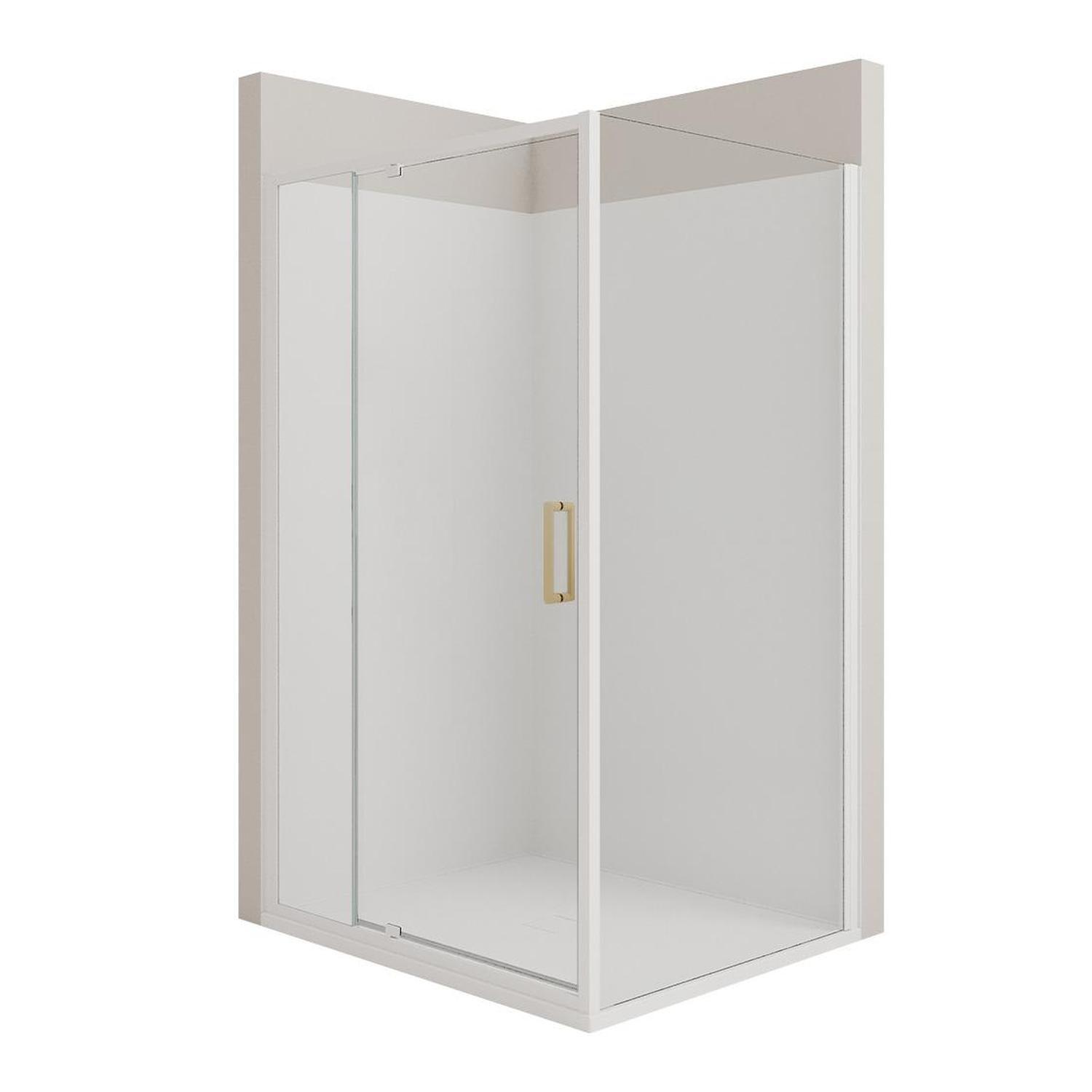 Left Hand 2 Sided Flat Wall Shower 1200 x 900mm Brushed Gold