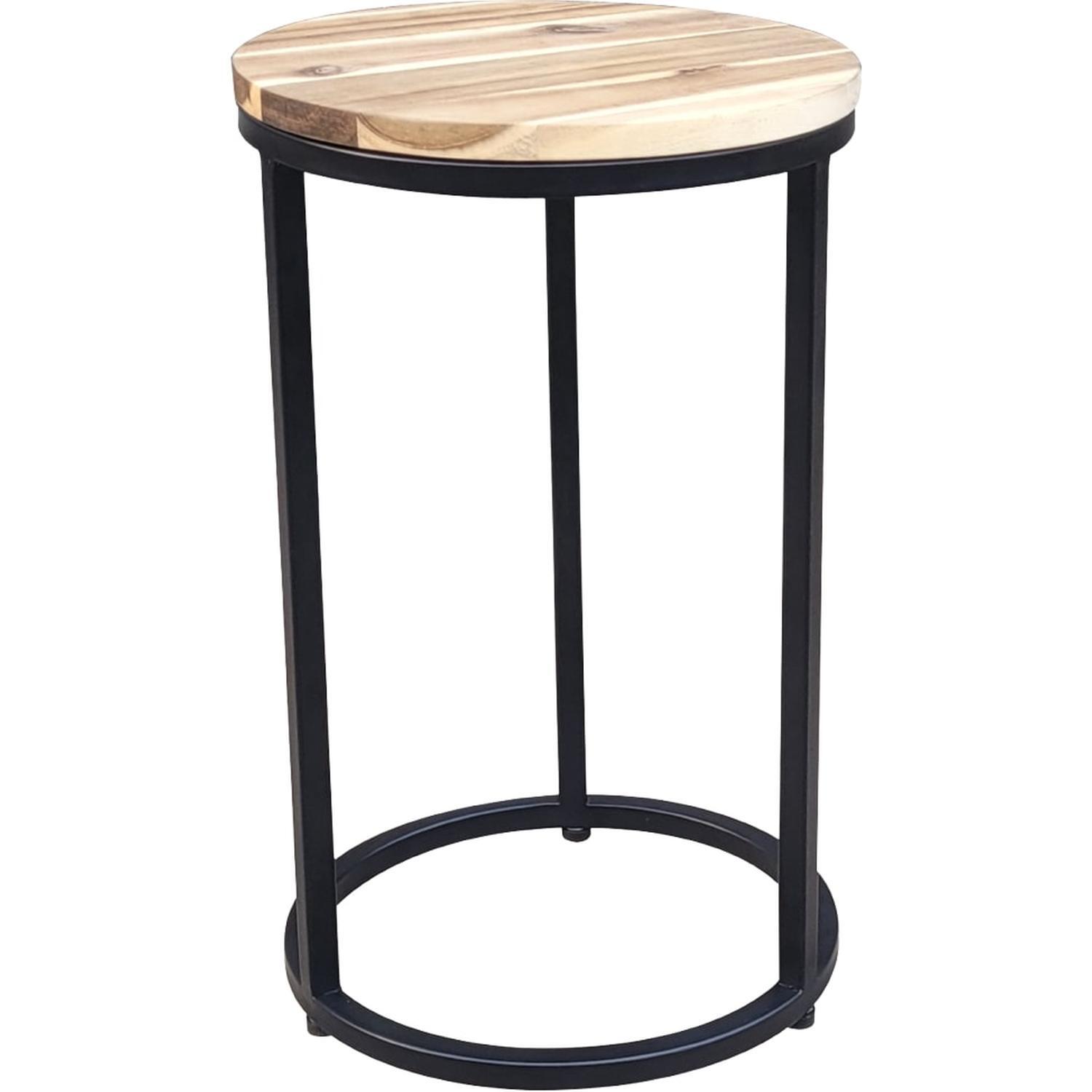 Metal Plant Stand Acacia Top Small