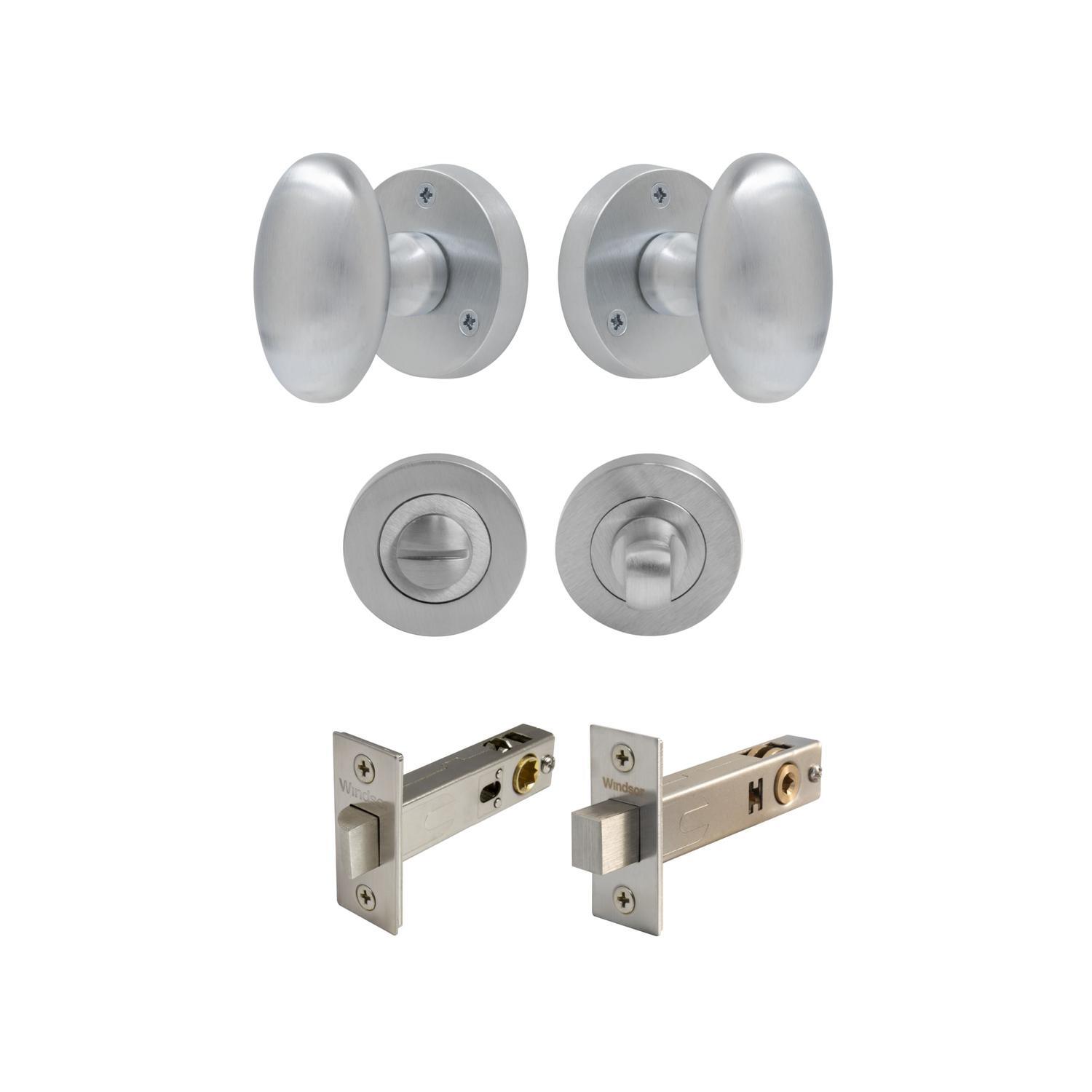 Sutton Round Rose Privacy Set Satin Chrome