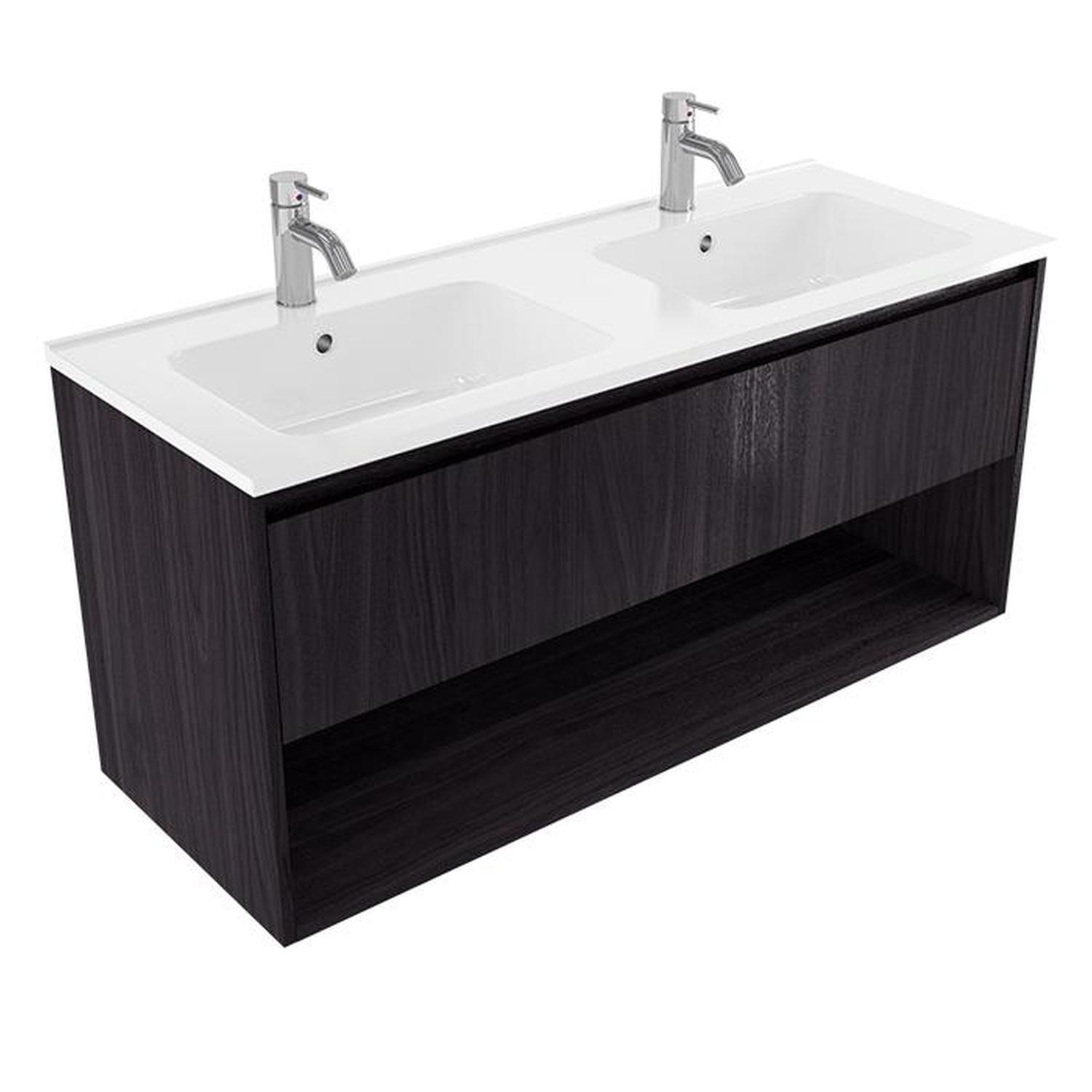 2 Bowl Wall Vanity 1200mm Fiordland Elm