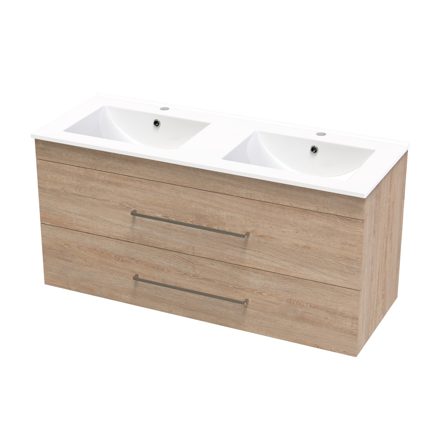 Cashmere Double Drawer Double Bowl Wall Hung Vanity