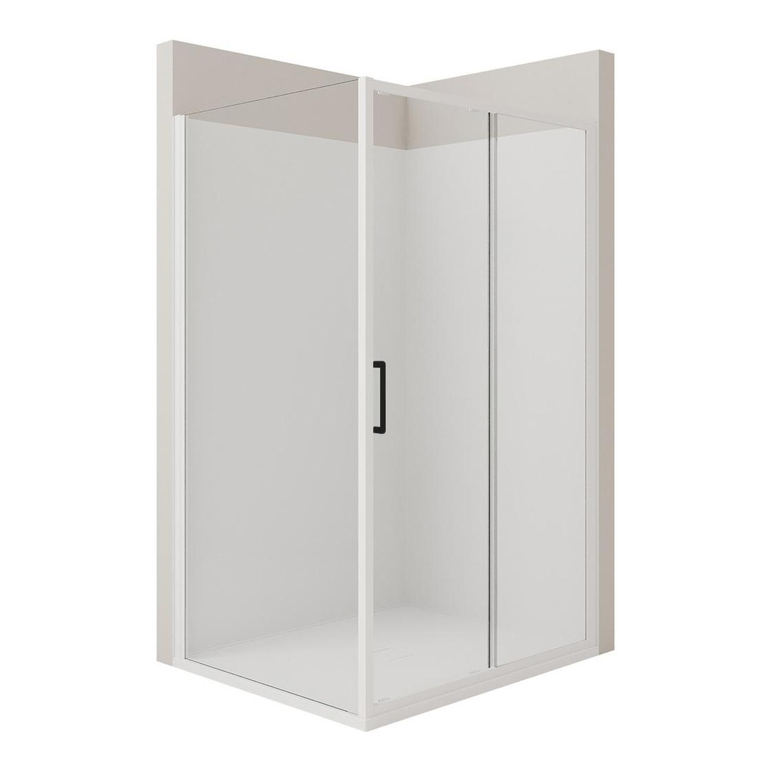 Right Hand 2 Sided Tiled Wall Shower 1200 x 1000mm Matte Black