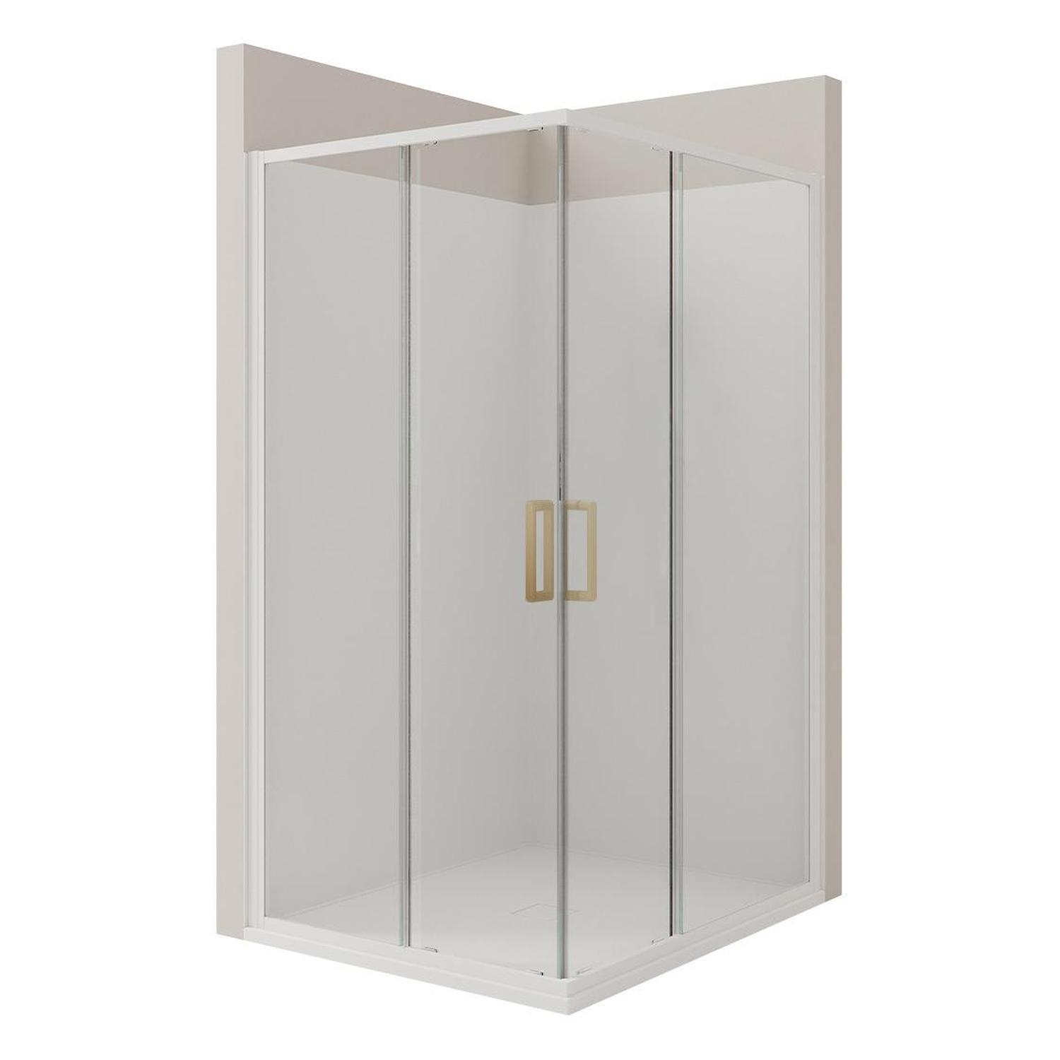 Right Hand 2 Side Tiled Wall Shower 1200 x 900mm Brushed Gold
