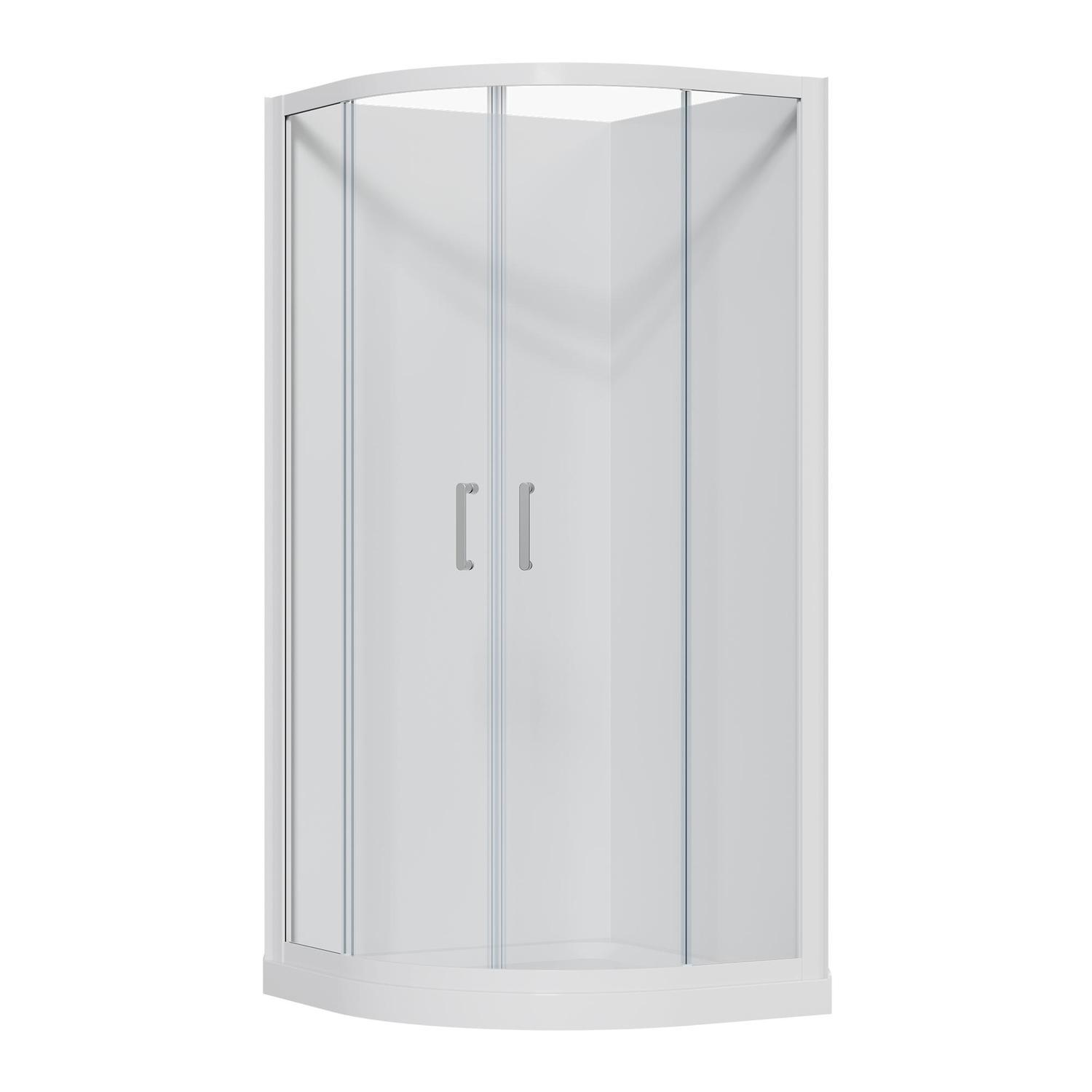 Curved Flat Wall Acrylic Shower 900 x 900 x 1965mm White