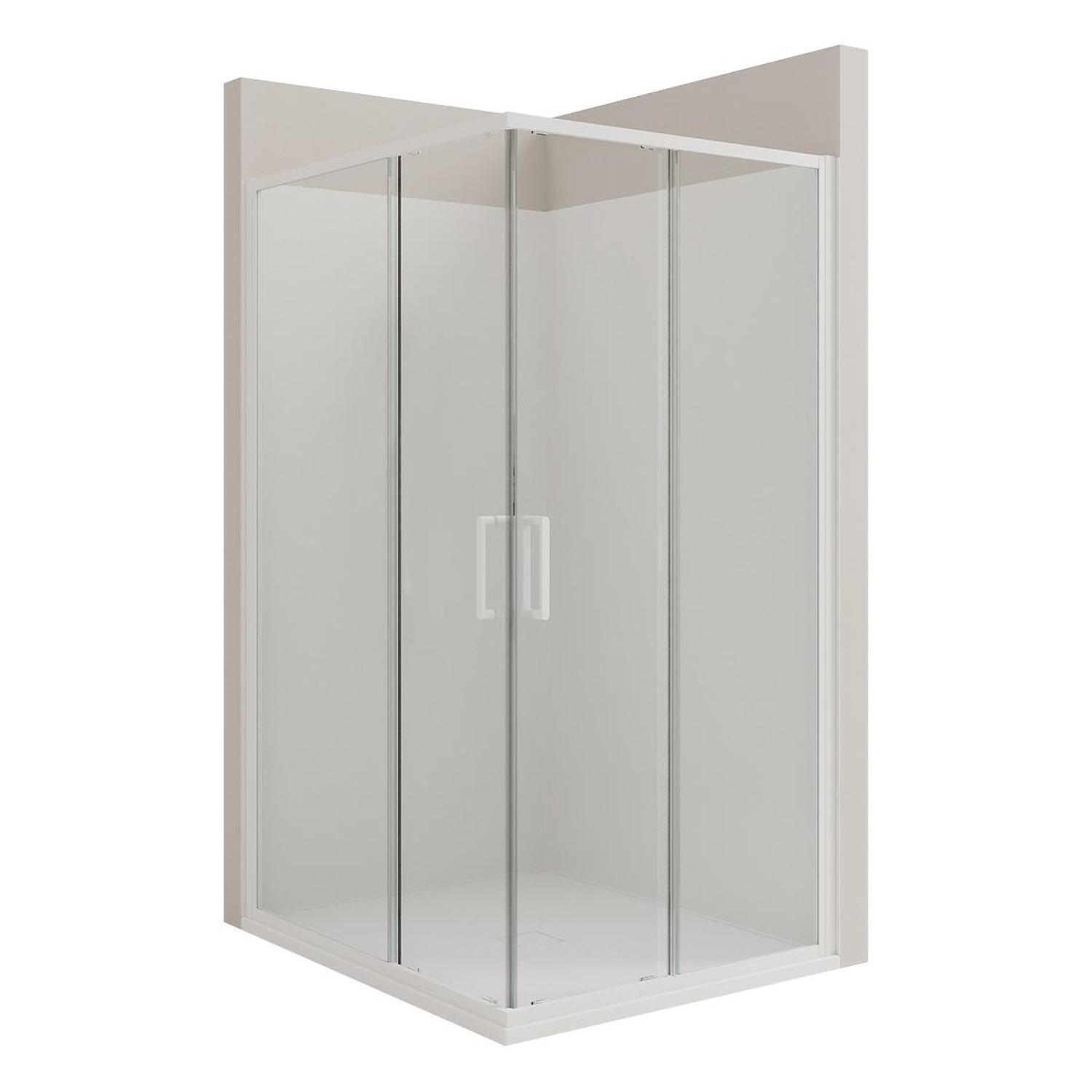 Left Hand 2 Sided Flat Wall Shower 1200 x 900mm White